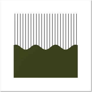 Wave & Lines (Olive Green) Posters and Art